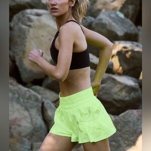 Free People Movement Shorts Womens Medium Highlighter Yellow Get Your Flirt On